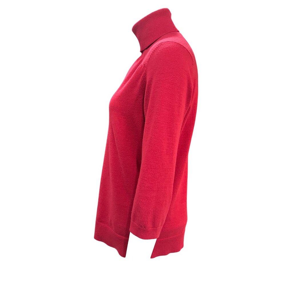 Chicos Size 0 Red Rayon Blend Mock Neck Sweater Top Soft Knit Minimalist Core - Picture 3 of 11